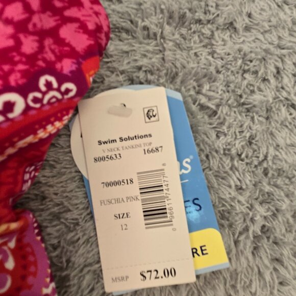 Swim Solutions Printed Paisley Patch Underwire Tankini Top NWT - Picture 7 of 8